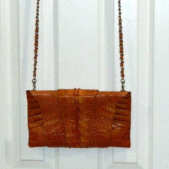 Dapper Genuine Crocodile Tail Detachable Chain Link Bag in Burnte - Picture 1 of 9